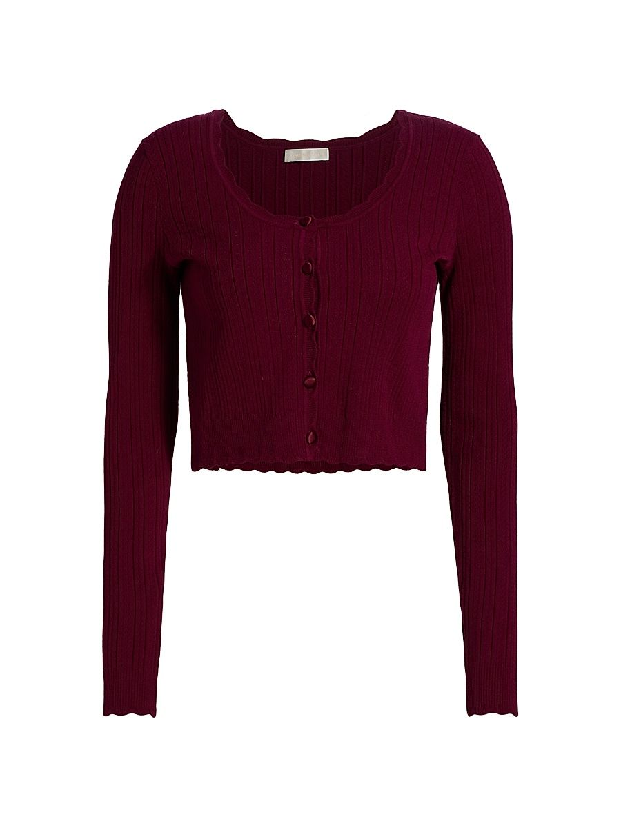 Women's Martti Pointelle-Knit Cardigan - Spiced Berry - Size XL