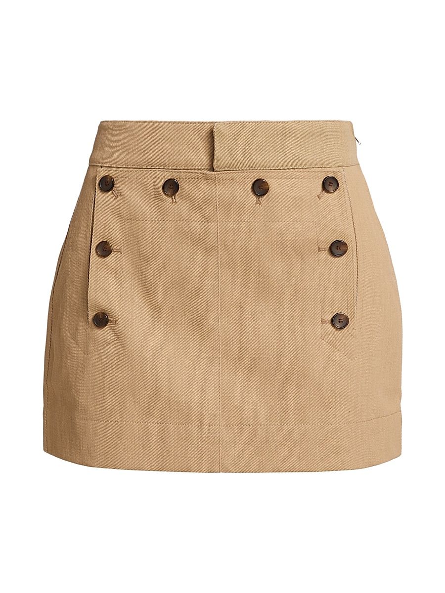 Women's Elli Button-Front Miniskirt - Desert Beige - Size 12