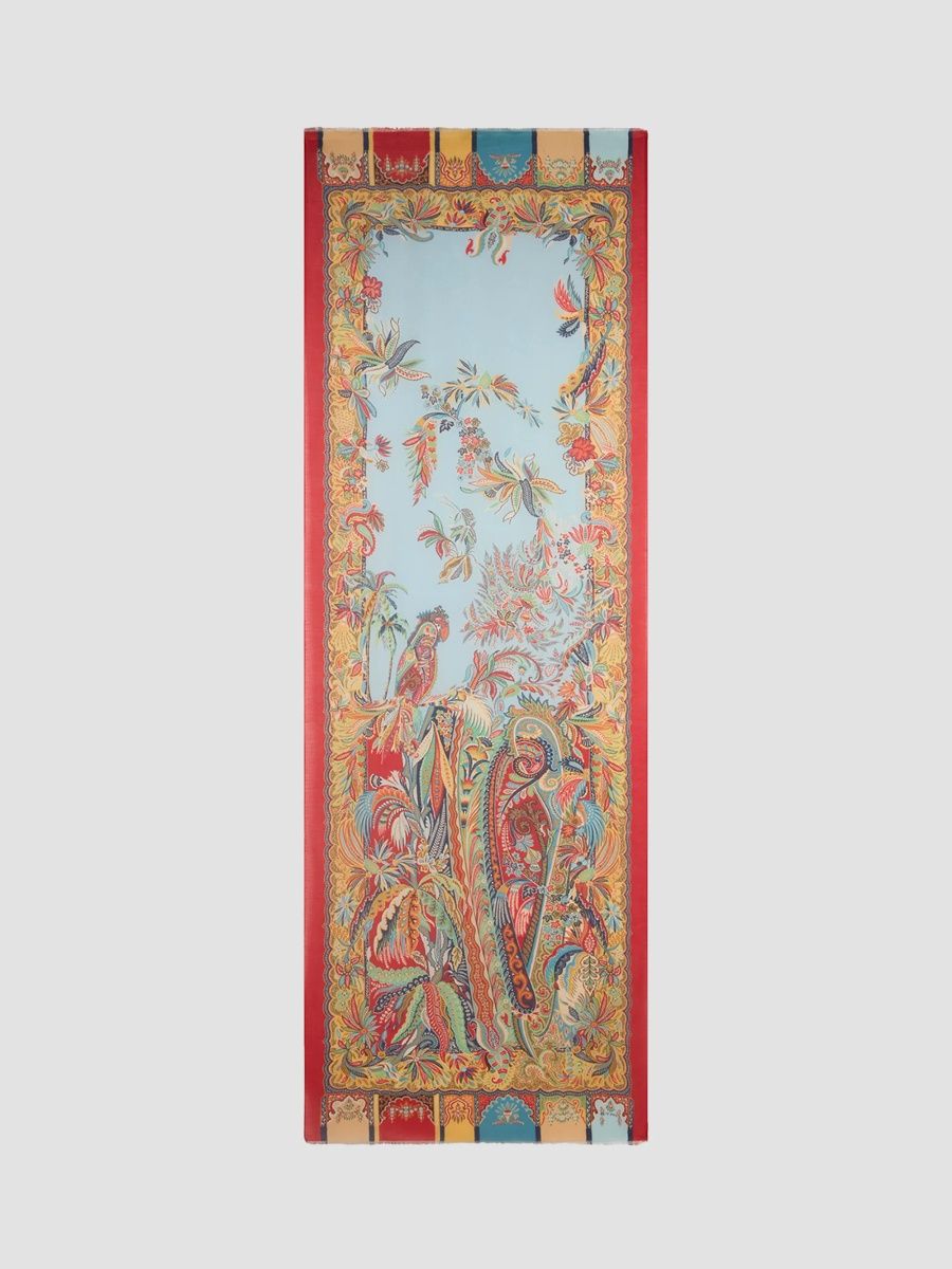 Etro Women's Parrot & Paisley-Print Scarf - Red