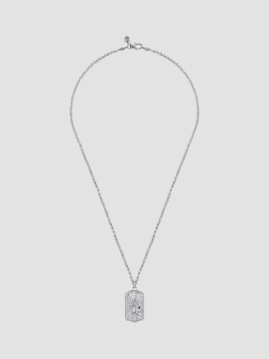 Gabriel & Co Men's Modern Relics Sterling Silver Dog Tag Pendant Necklace - Silver
