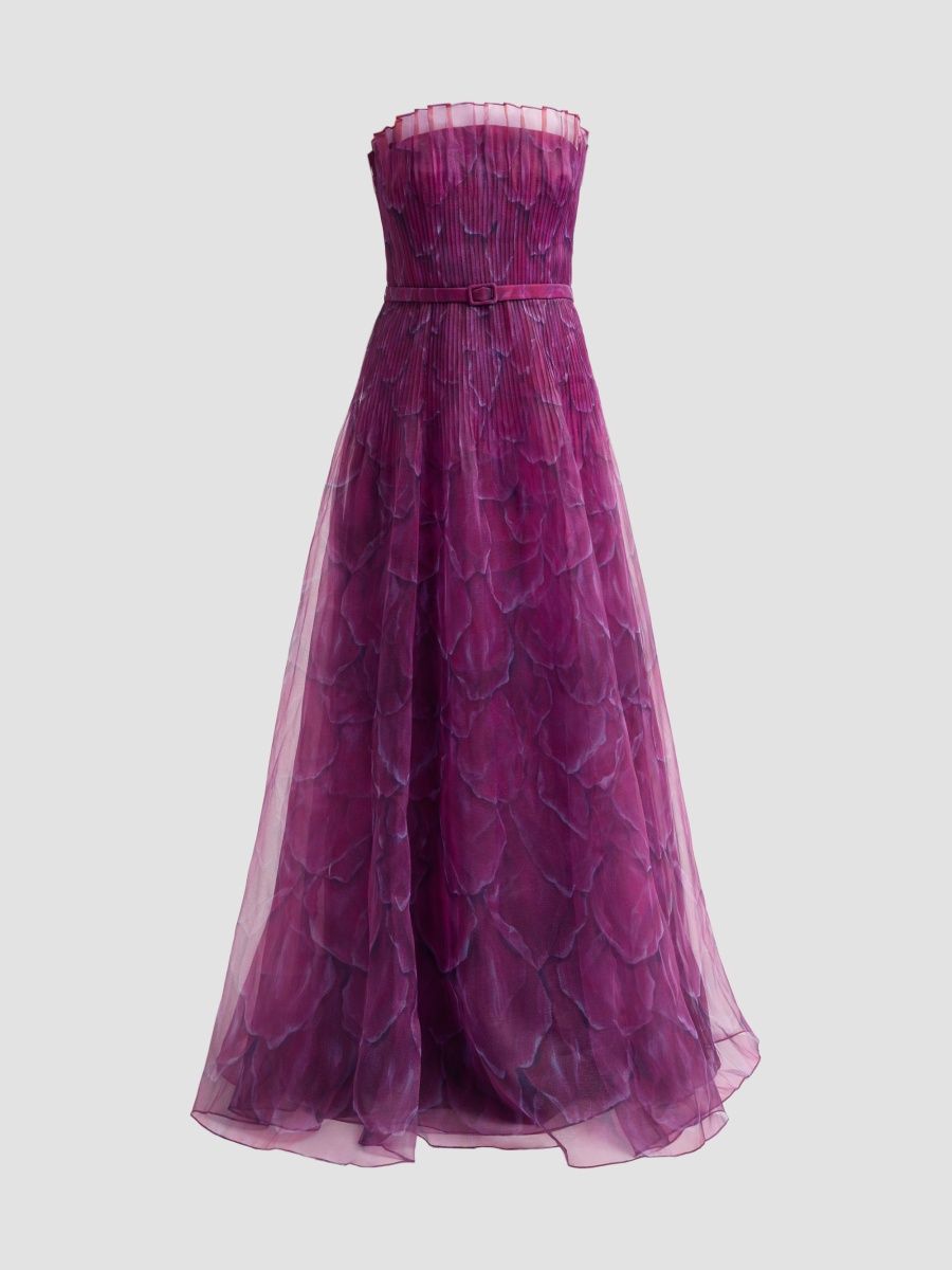 Theia Women's Ivana Printed Organza Gown - Petal Obscura - Size 16