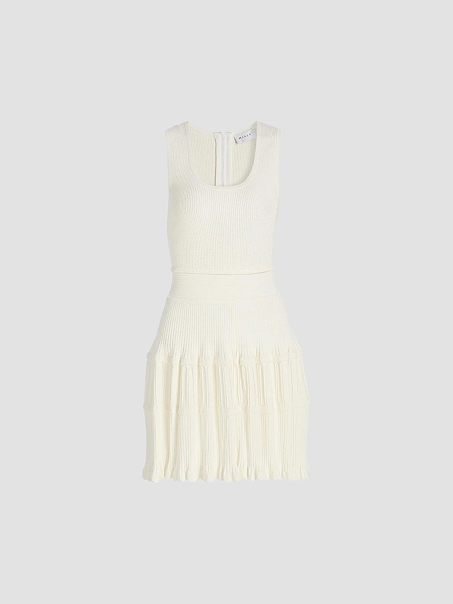 Milly Women's Suri Scallop-Trim Fit & Flare Minidress - Ecru - Size XL