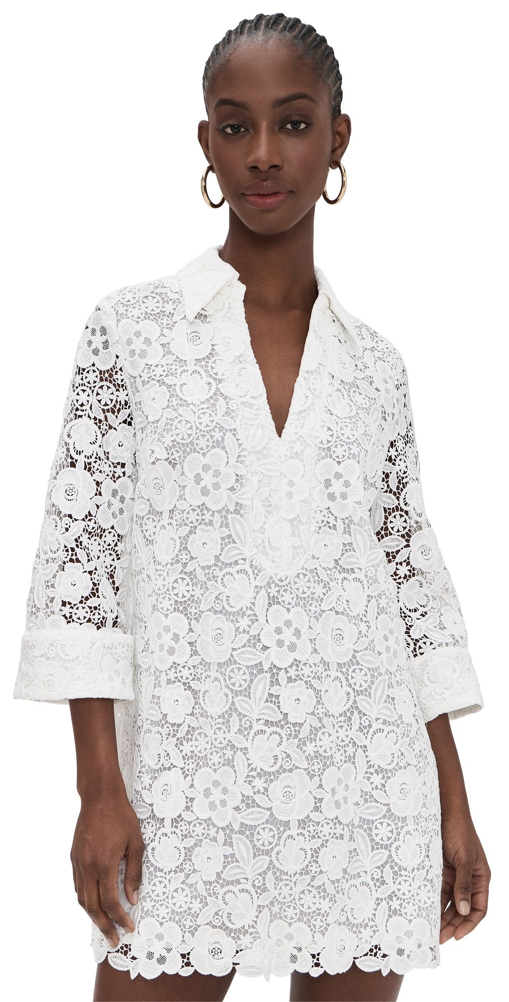 English Factory Guipure Lace Mini Dress White L