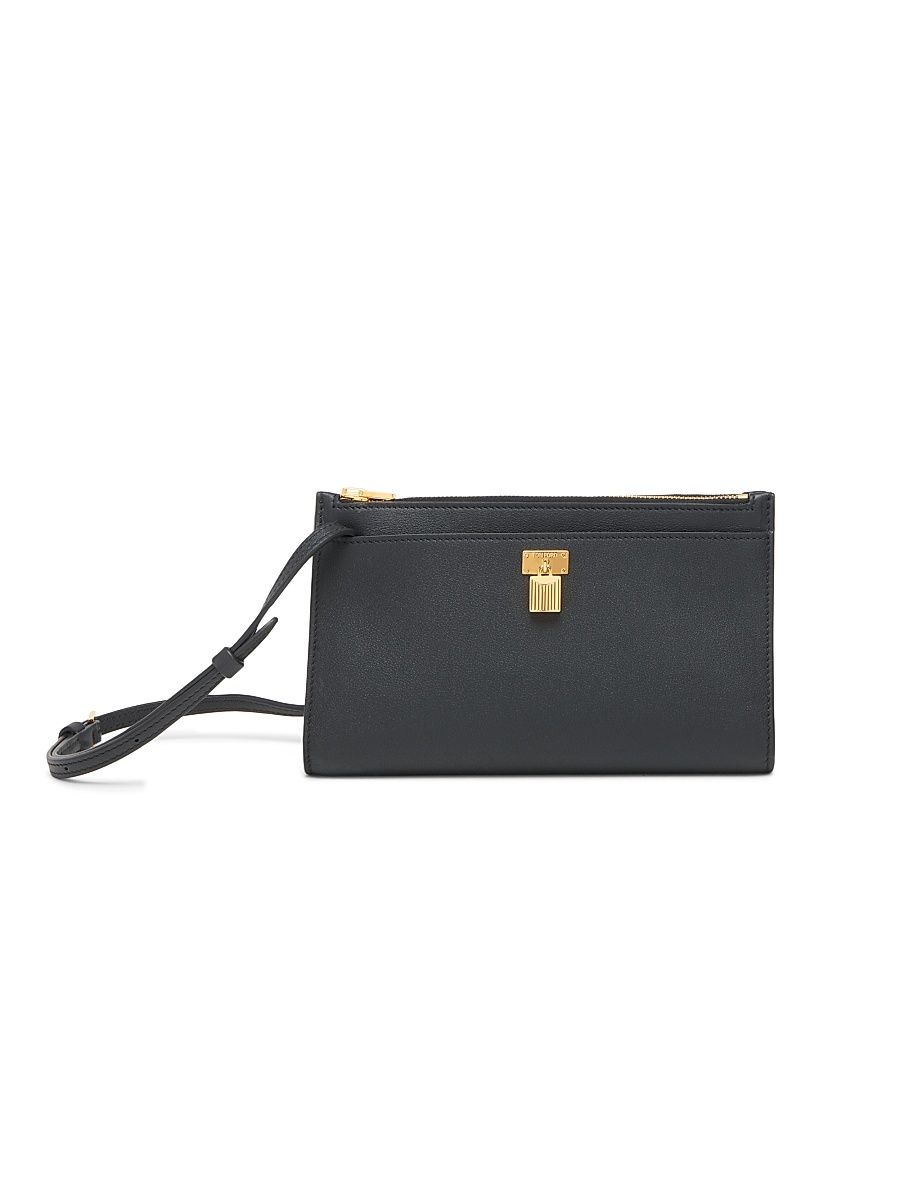 Women's Padlock Mini Leather Shoulder Bag - Black