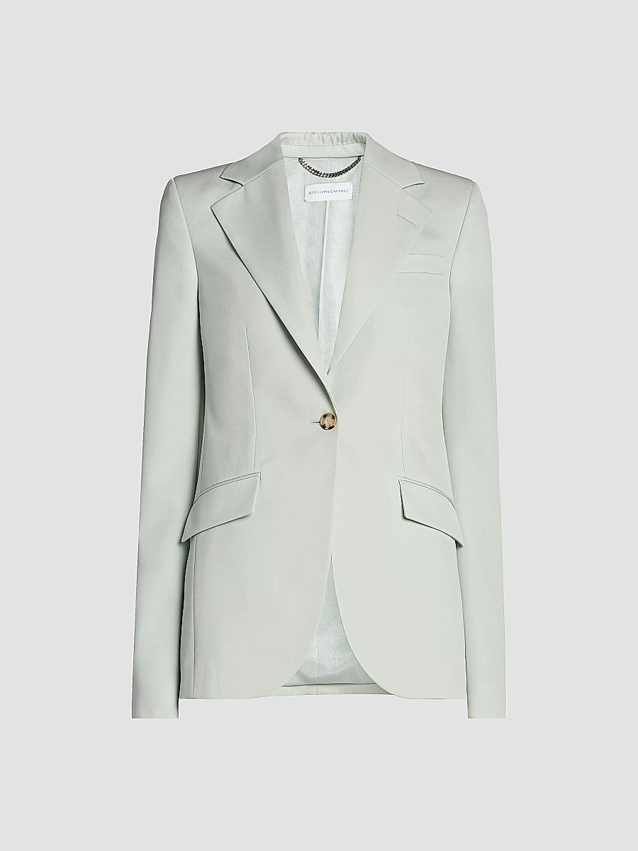 Stella McCartney Women's Flannel Slim One-Button Blazer - Frosty Blue - Size 14