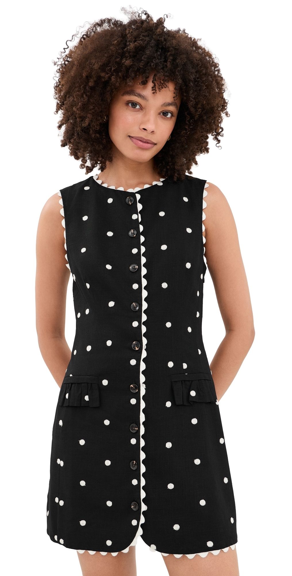 En Saison Heather Embroidered Mini Dress Black Natural XS