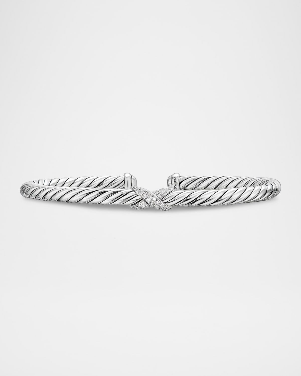 Cable Flex Center Station X Bracelet with Diamonds in Silver, 4mm