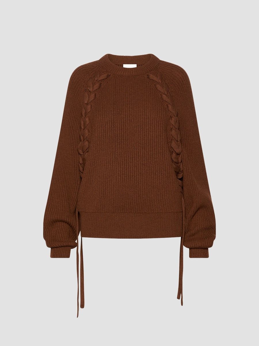 Marella Women's Pure Wool Fisherman's Rib Jumper - Caramel - Size Small