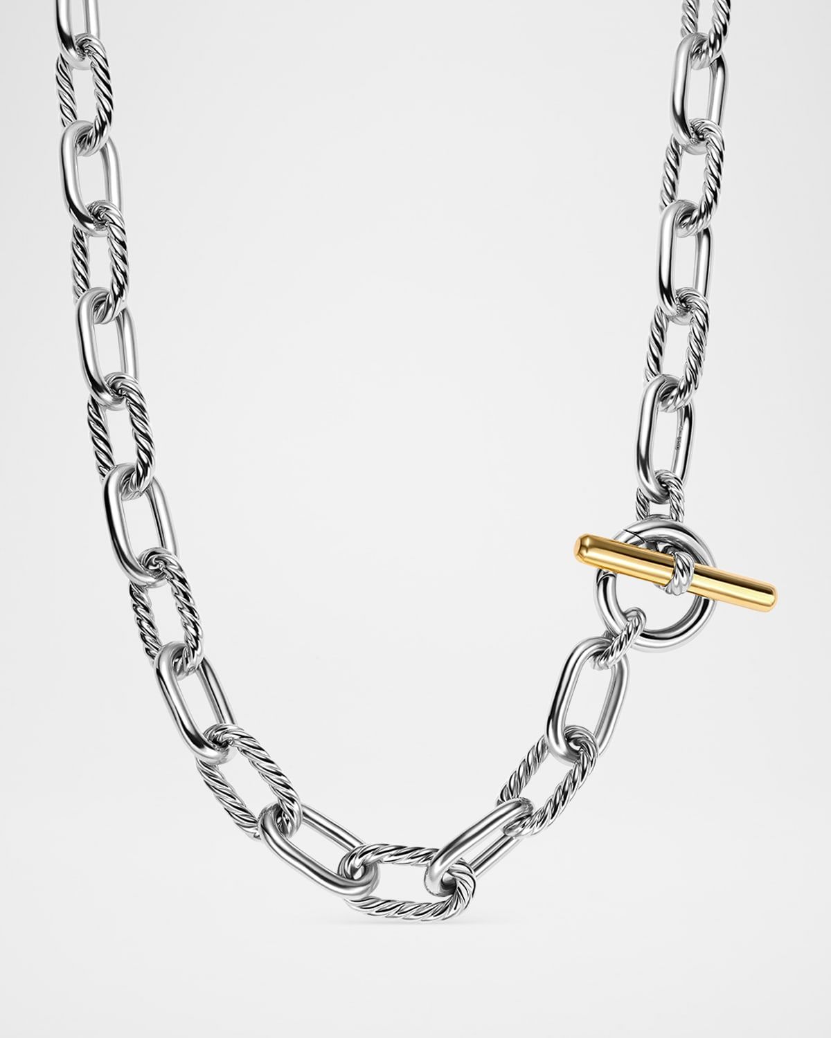 DY Madison Toggle Chain Necklace with 18K Gold in Silver, 11mm, 18-20"L