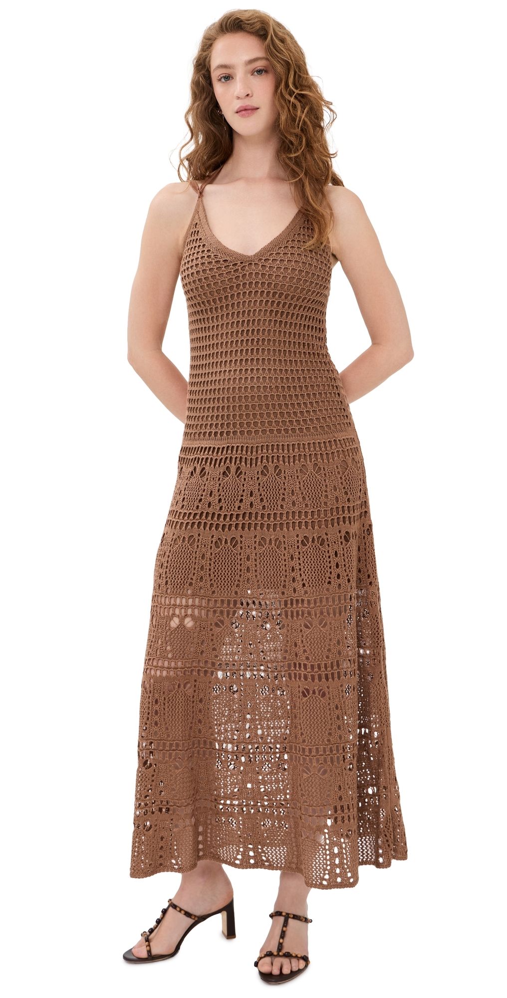 Dress To Vintage Tricot Maxi Dress Brown Castanha S