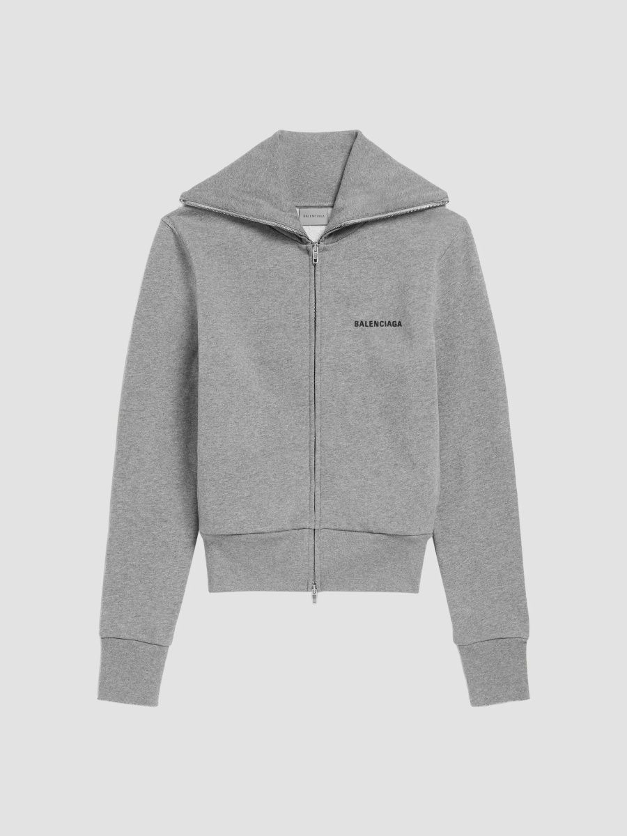 Balenciaga Women's Fitted Zip-up Jacket - Dark Heather Grey - Size XL