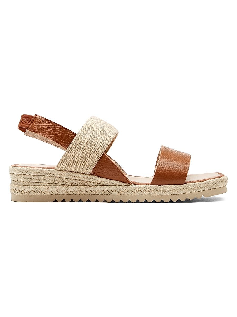 Women's Rowena 40MM Leather Espadrille Sandals - Cognac Pebble - Size 9