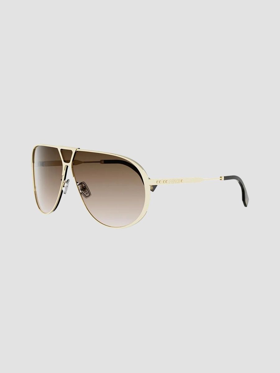 Women's Fendi Eclipse Pilot Sunglasses - Gold Brown