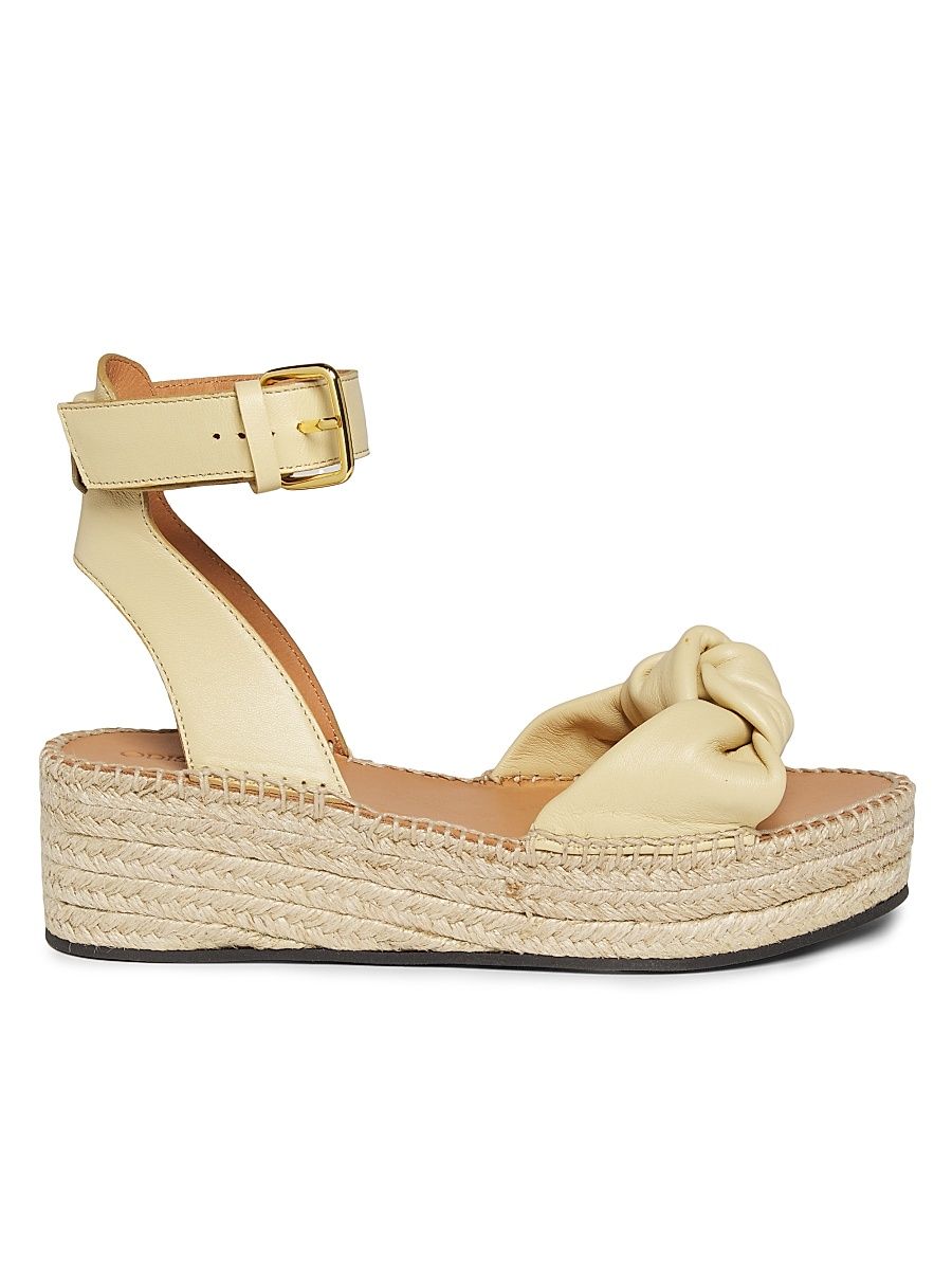 Women's Bella Knotted Leather Espadrille Sandals - Natural - Size 11