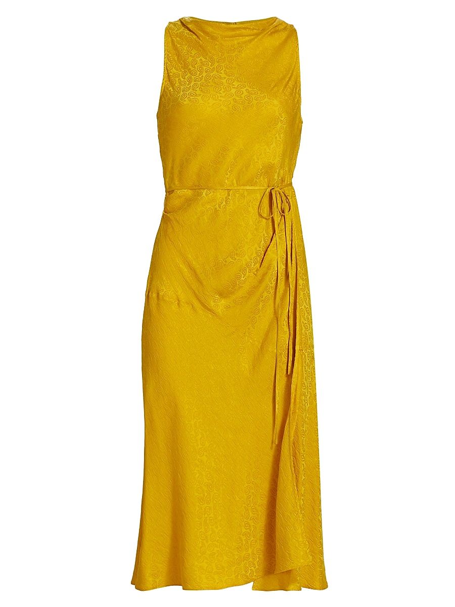 Women's Helena Silk-Blend Paisley Midi-Dress - Sun - Size XL