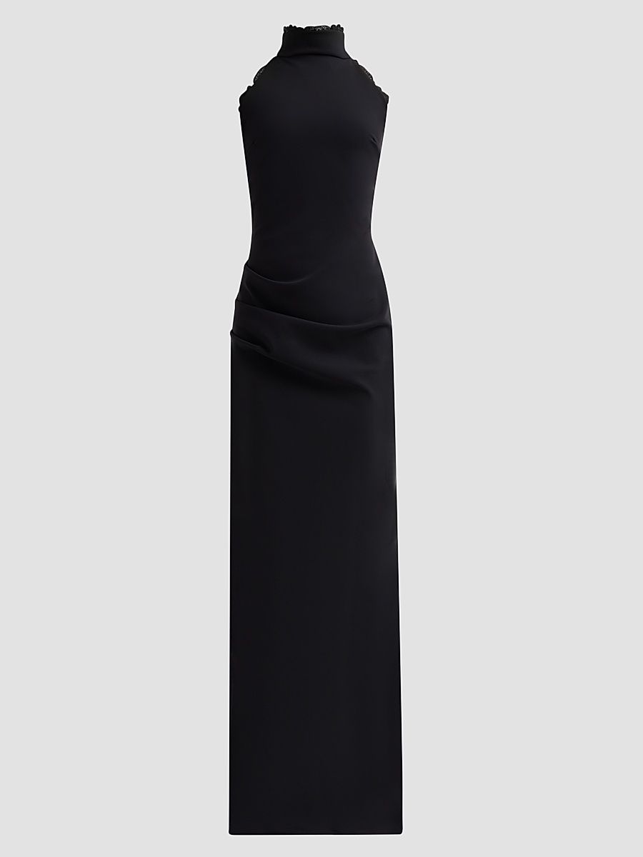 Women's Kyomi Lace-Trimmed Draped Gown - Black - Size 16