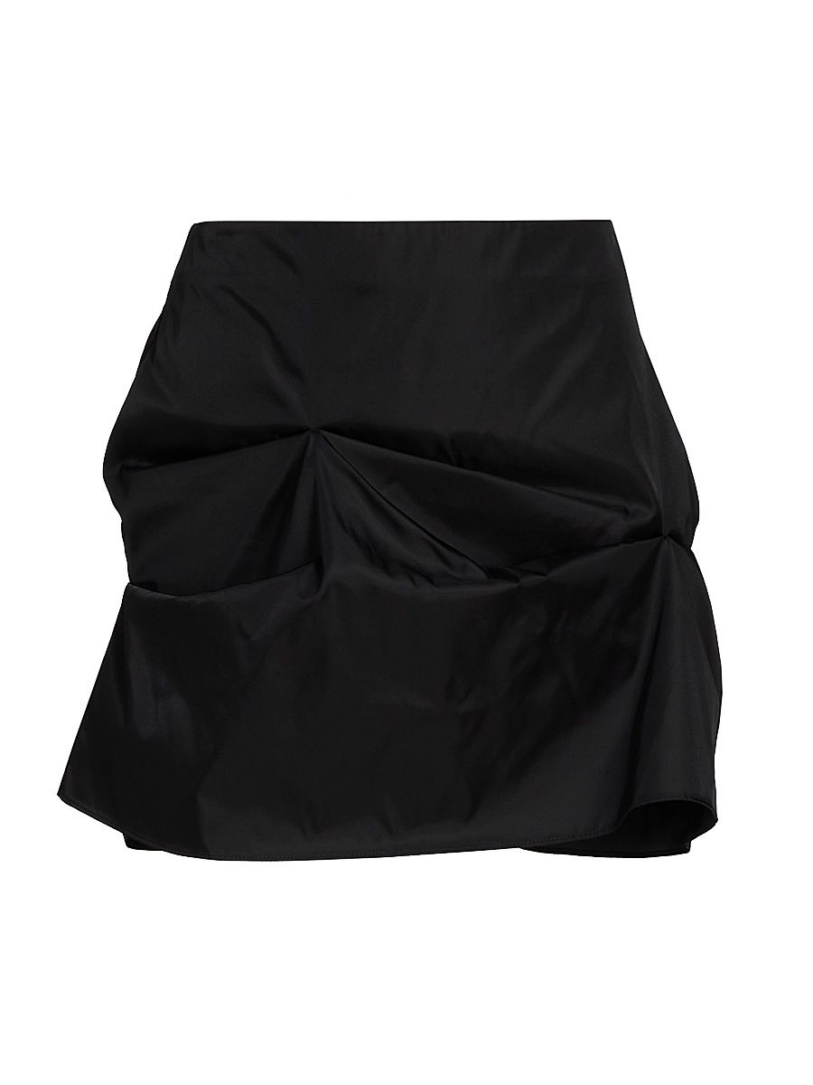 Women's Duchesse Satin Miniskirt - Black - Size 14