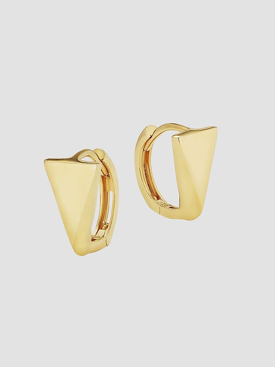 Women's 14K Yellow Gold Prism Huggies - Gold