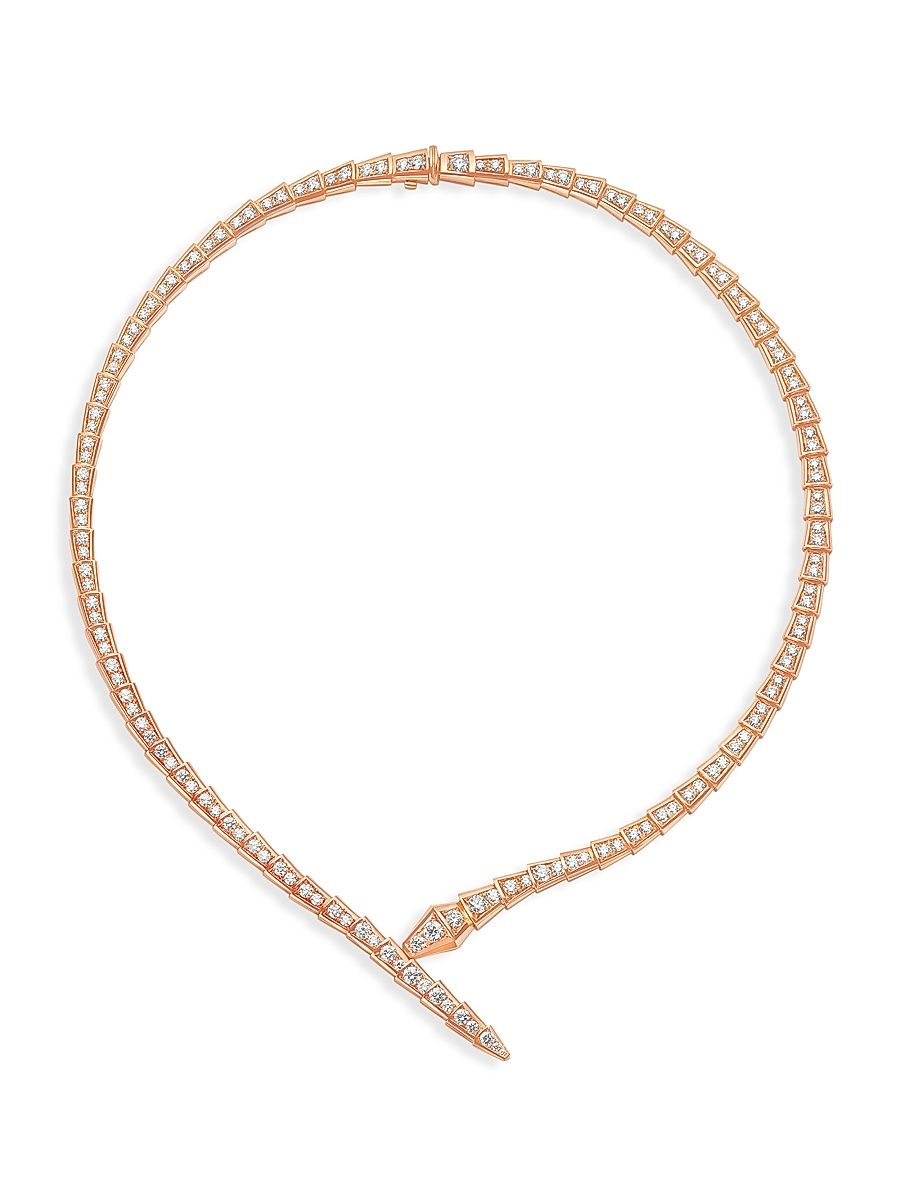 Women's Serpenti Viper 18K Rose Gold & Diamond Choker - Pink Gold - Size Large