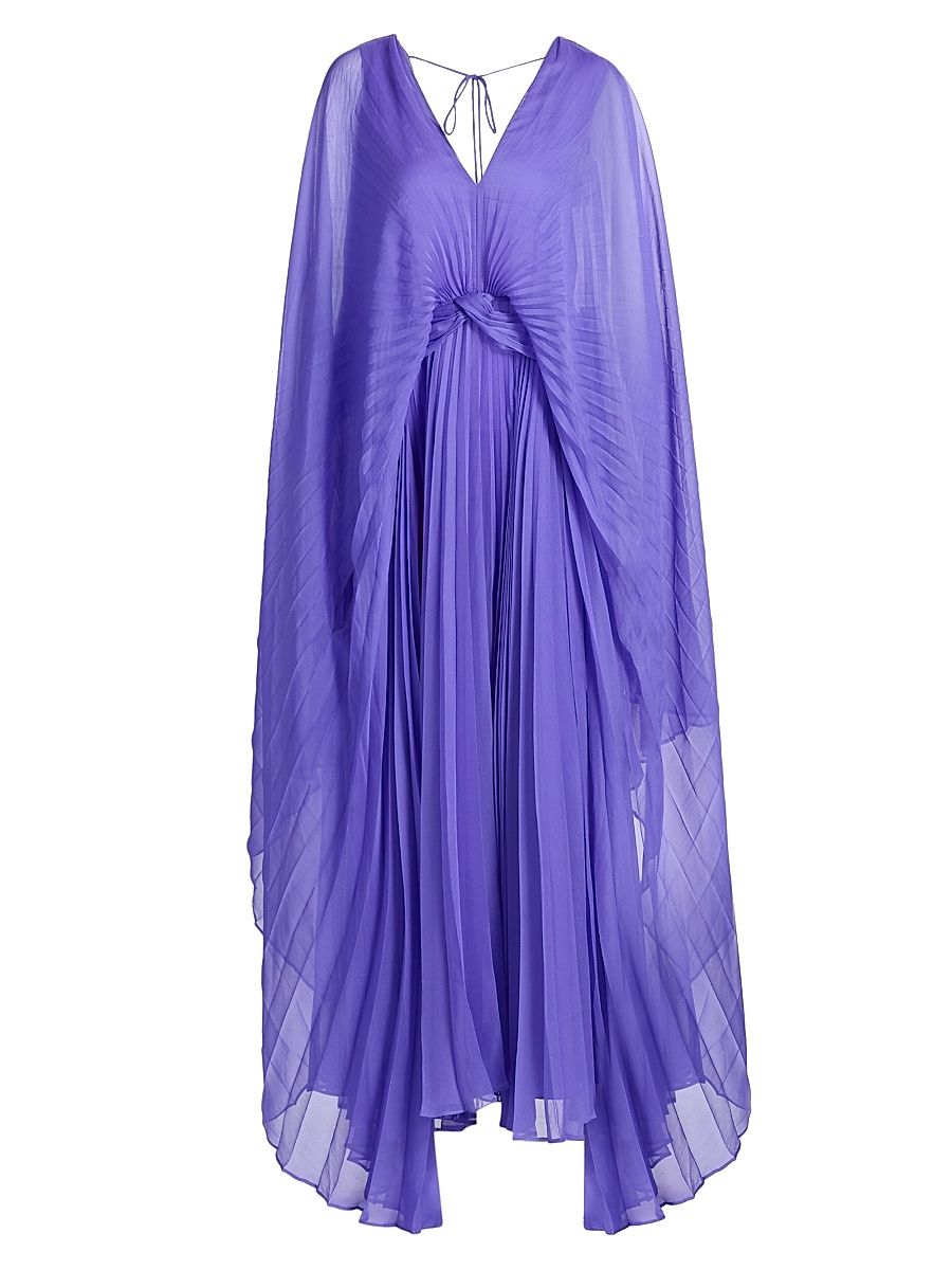 Women's Darnhill Pleated Georgette Cape Maxi Dress - Azure Purple - Size 4