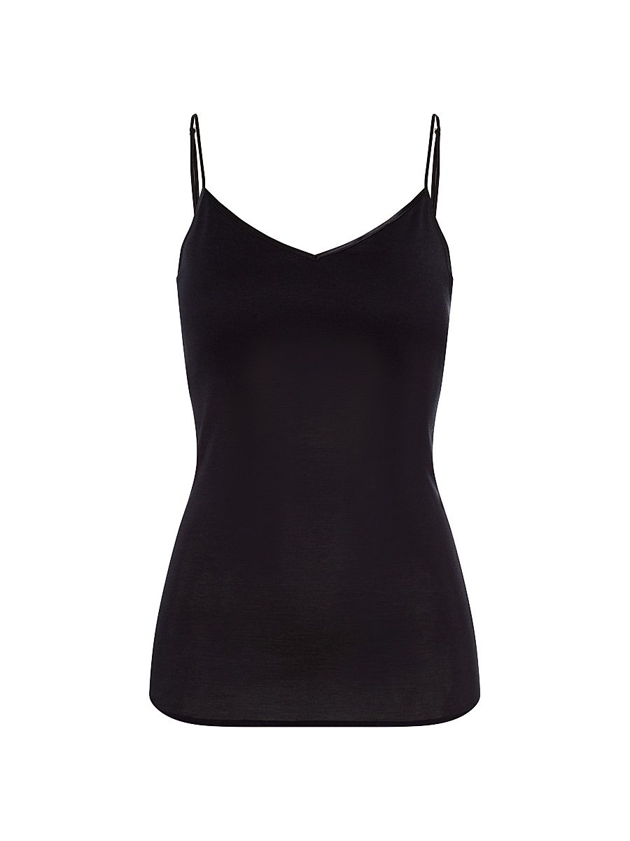 Hanro Women's Seamless & Padded Spaghetti-Strap Cotton Cami - Black - Size XS