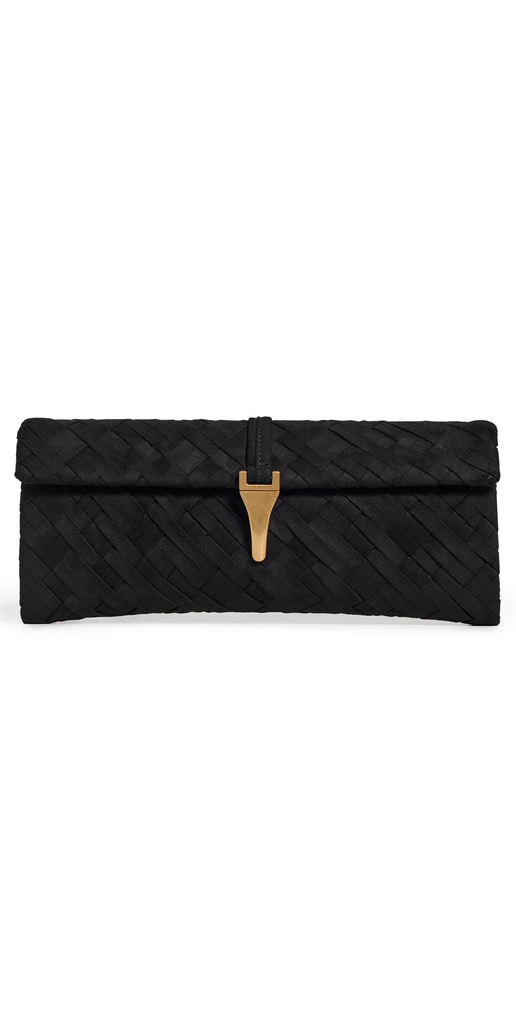 JW PEI Zaria Faux Suede Woven Clutch Black One Size