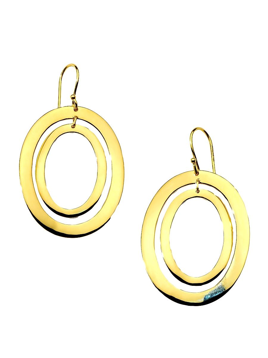 Women's Classico 18K Yellow Gold Wavy Oval Drop Earrings - Yellow Gold