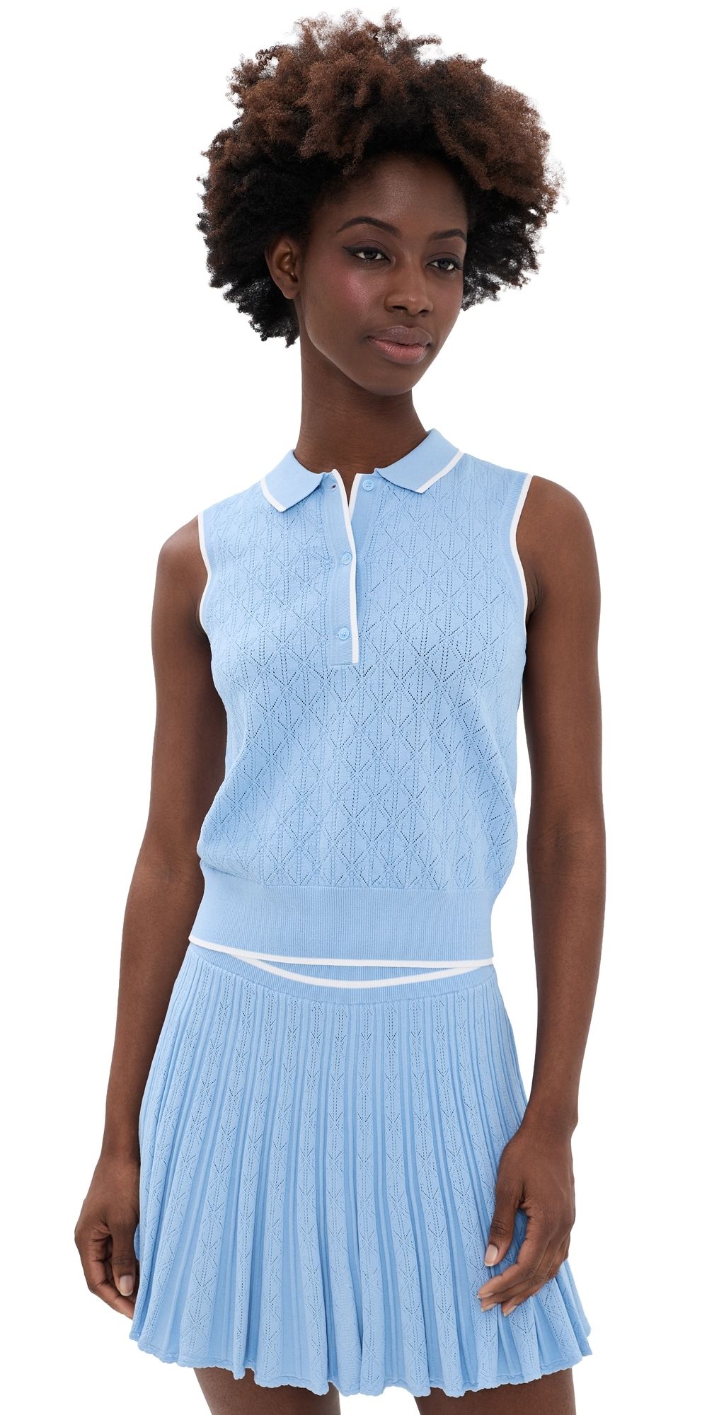 Greyson Pointelle Polo Top WOLF BLUE - 476 XS