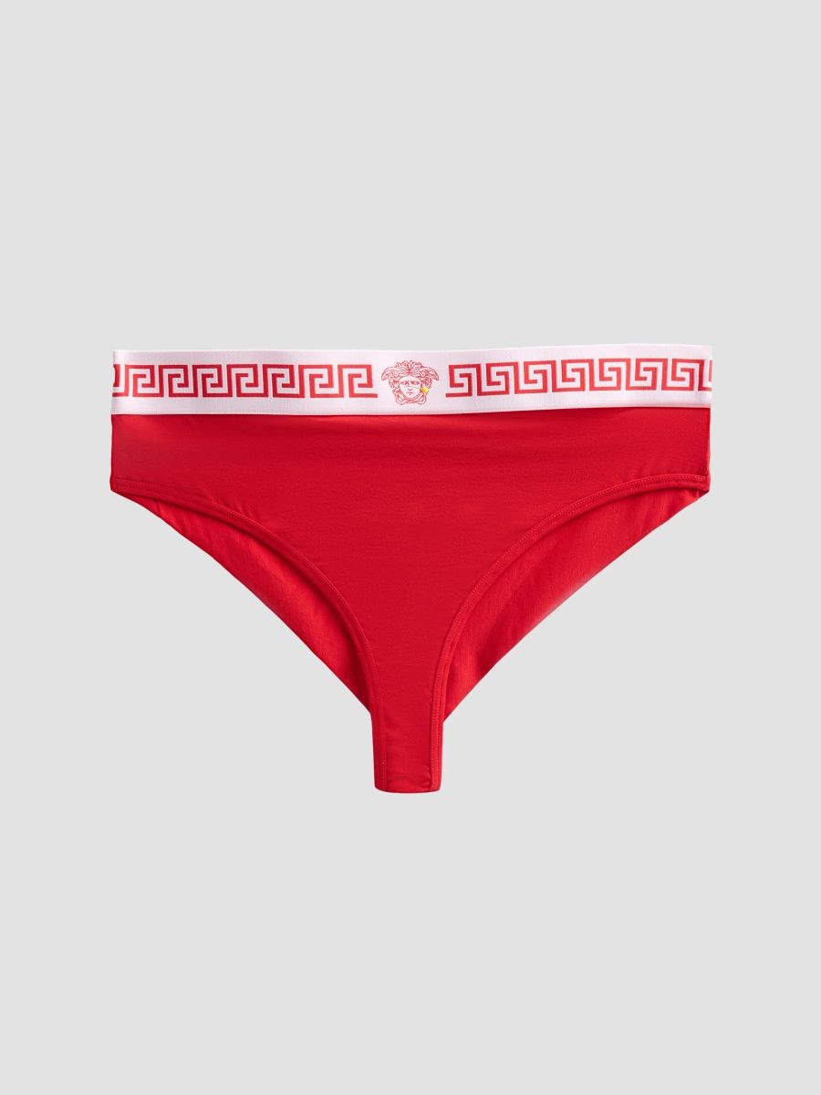 Versace Women's Brasiliana Jersey Cheeky Briefs - Rosso - Size XL