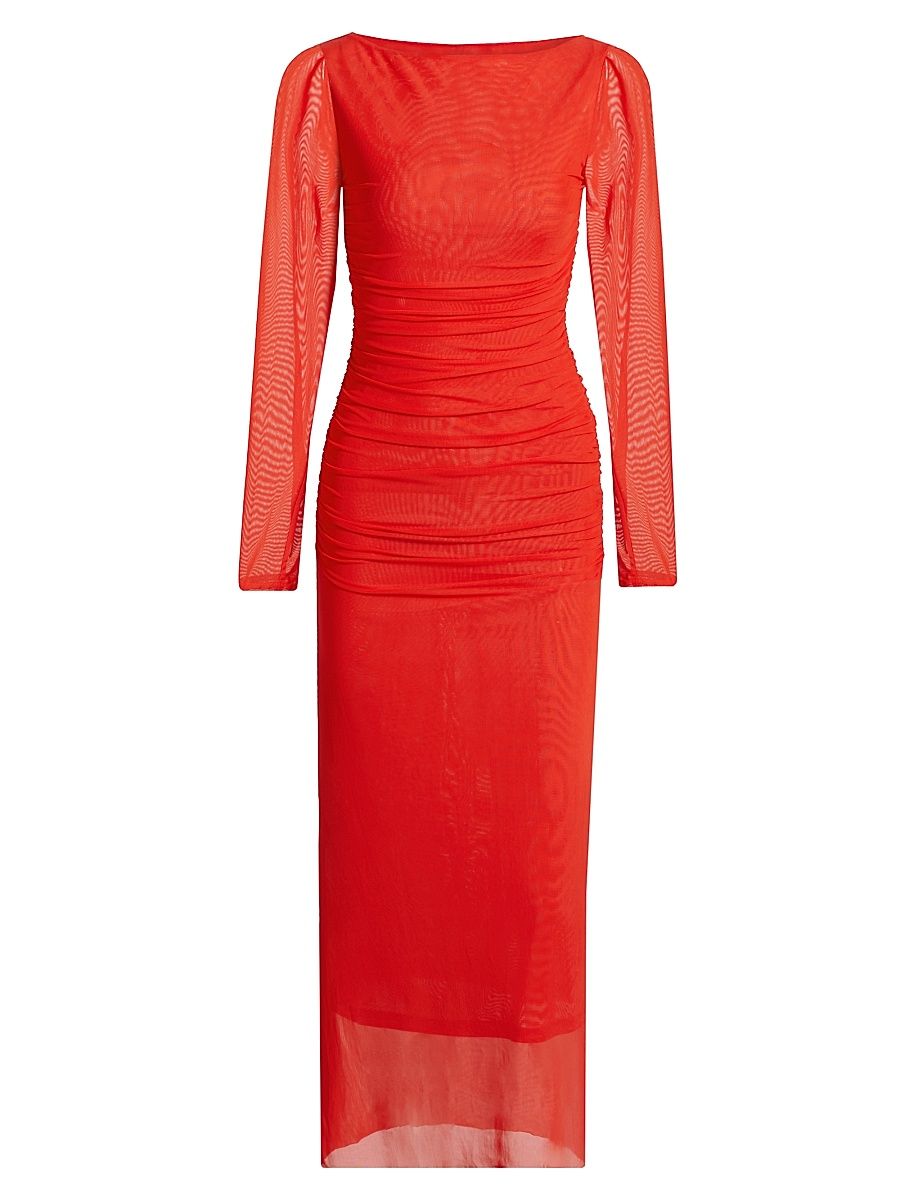 Women's Tillie Stretch Mesh Body-Con Midi-Dress - Chilli - Size 12
