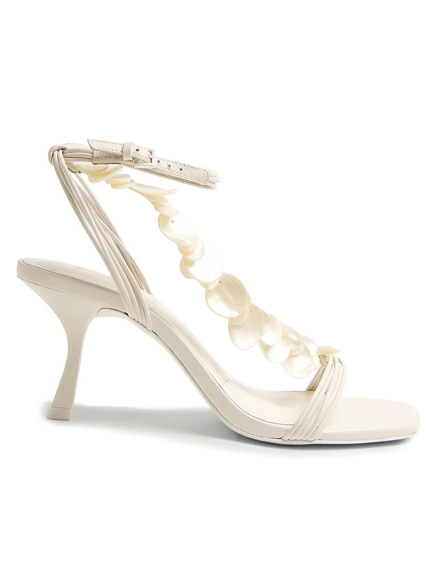 Women's Elin Beaded Leather Sandals - Alabaster - Size 6