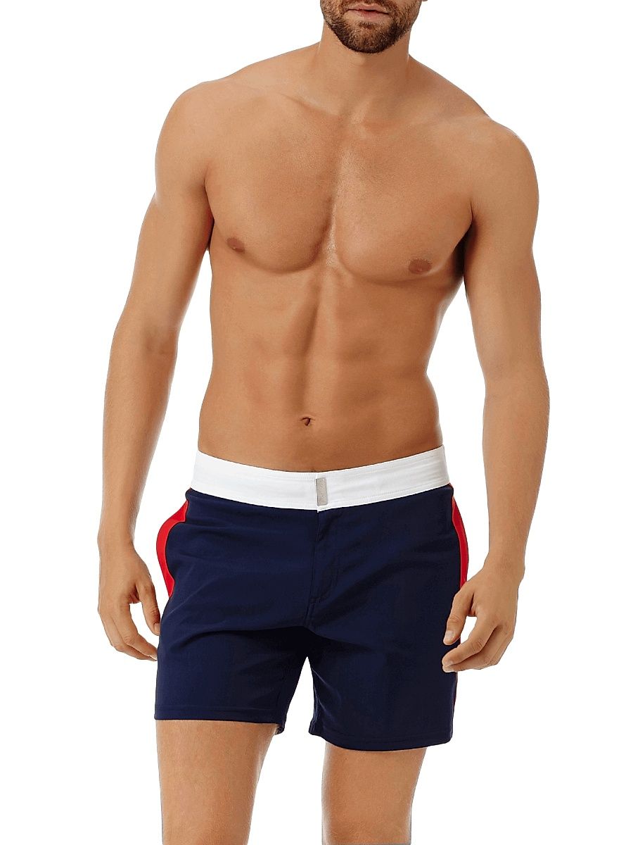 Men's Colorblocked Stretch Swim Trunks - Navy - Size XL