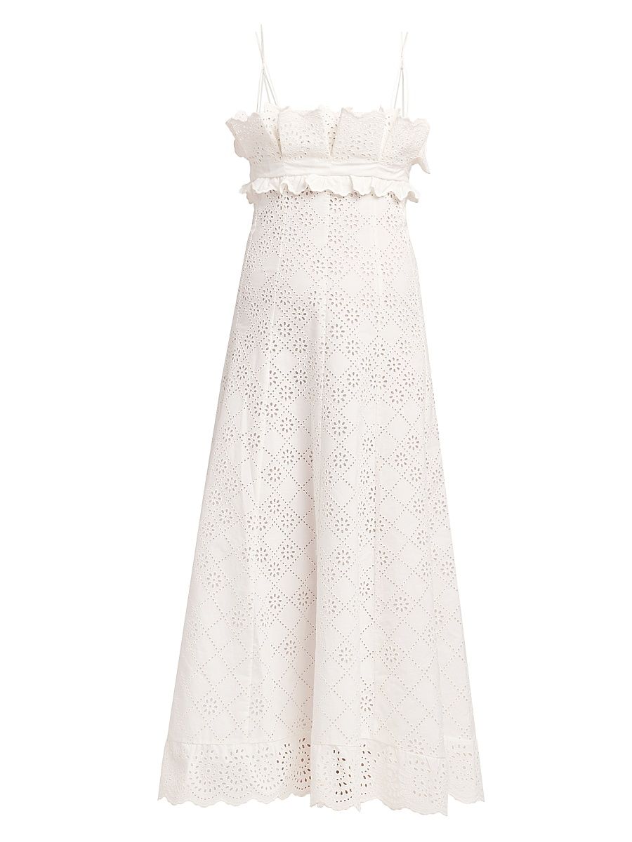 Women's Cotton-Blend Sleeveless Maxi Dress - White - Size 0