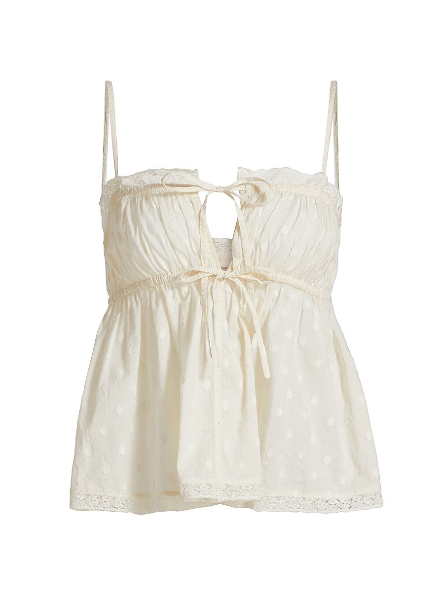 Women's Quinn Clipped Dot Cotton Top - Pristine - Size 6