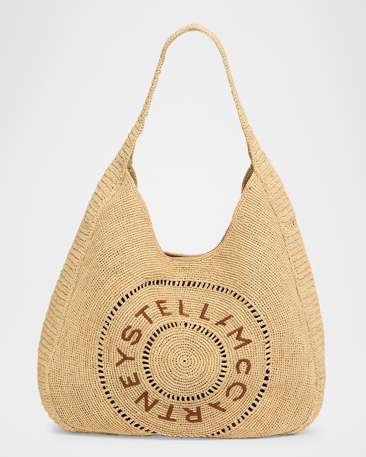 Small Logo Crochet Raffia Hobo Bag