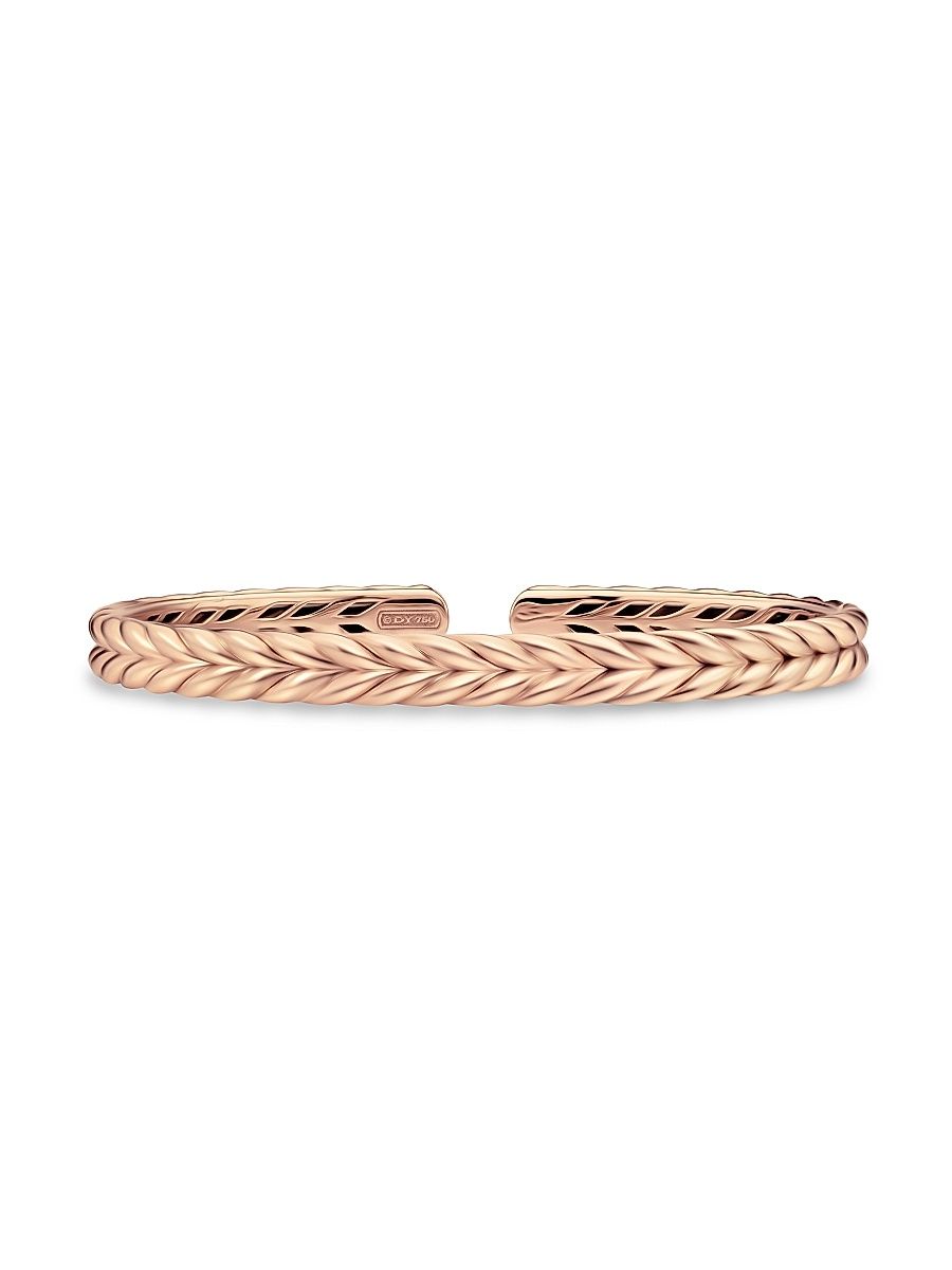 Men's Chevron Flex Bracelet in 18K Rose Gold, 6.4MM - Rose Gold - Size Medium