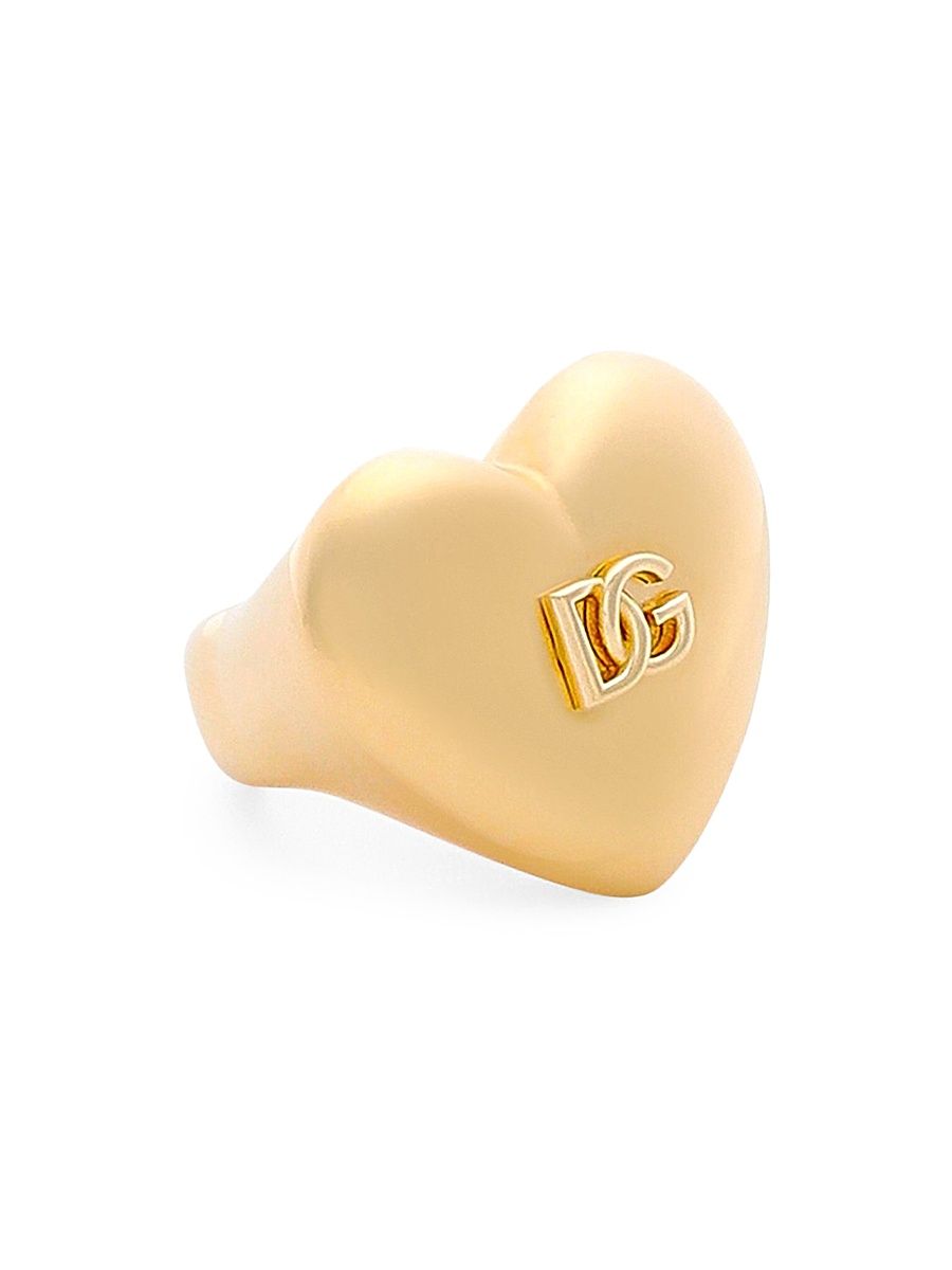 Women's Goldtone Heart Logo Ring - Gold - Size Large