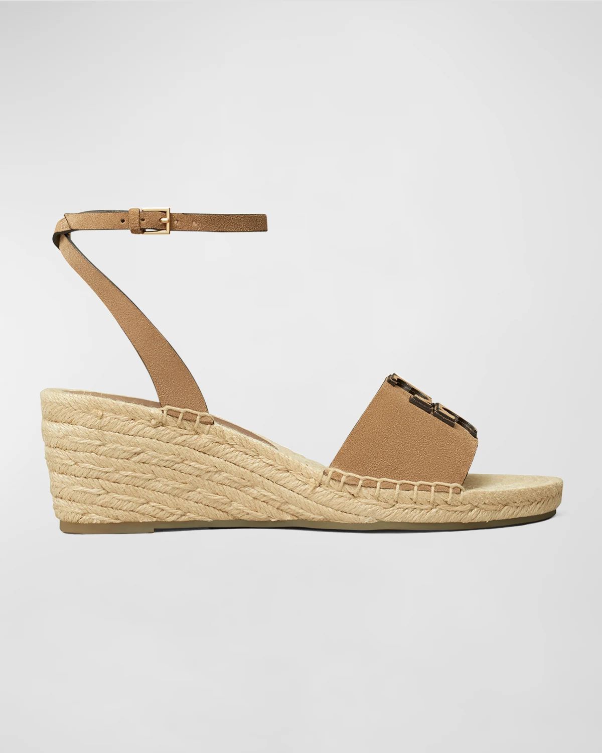 Ines Suede Double T Wedge Espadrilles