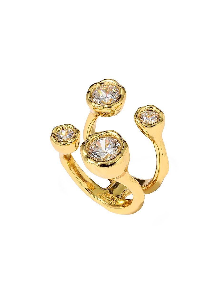 Women's Asterales 14K-Gold-Plated & Cubic Zirconia Open Ring - Gold - Size 7