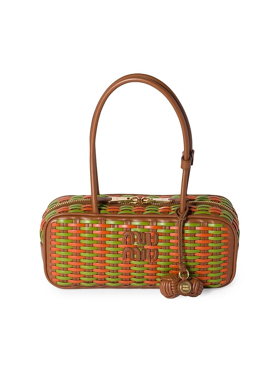 Women's Beau Leather Top Handle Bag - Green Orange Brown