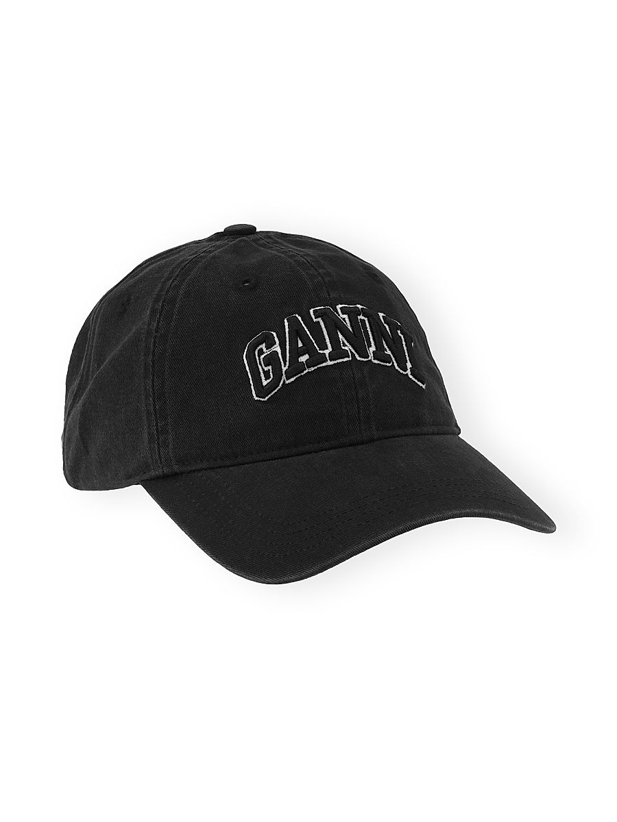 Women's Embroidered Cotton Canvas Cap - Black