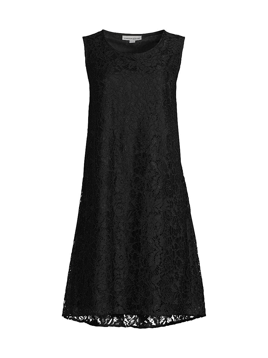 Women's Lace Tank A-Line Dress - Black - Size Small