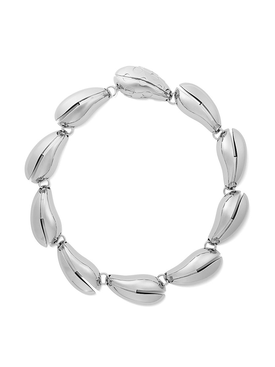 Women's Wave Silvertone Collar Necklace - Light Silver