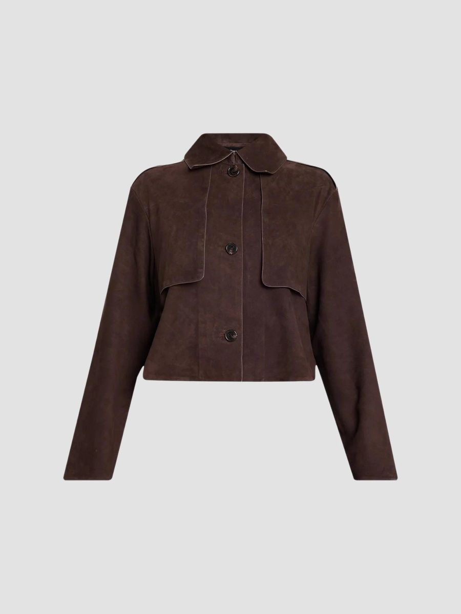 Theory Women's Rese Suede Crop Trench Jacket - Cacao - Size XS