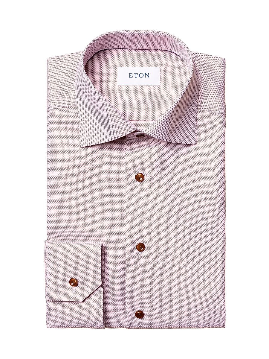 Men's Classic-Fit Textured Solid Button-Front Shirt - Red - Size 18.5