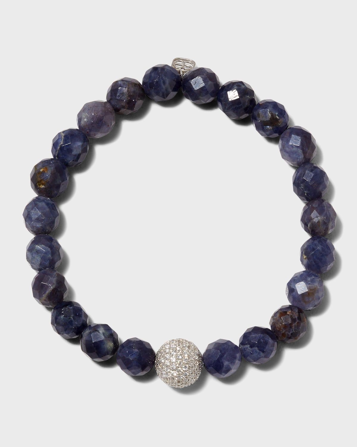 10mm Pave Ball on Iolite Faceted Rondelle Bracelet