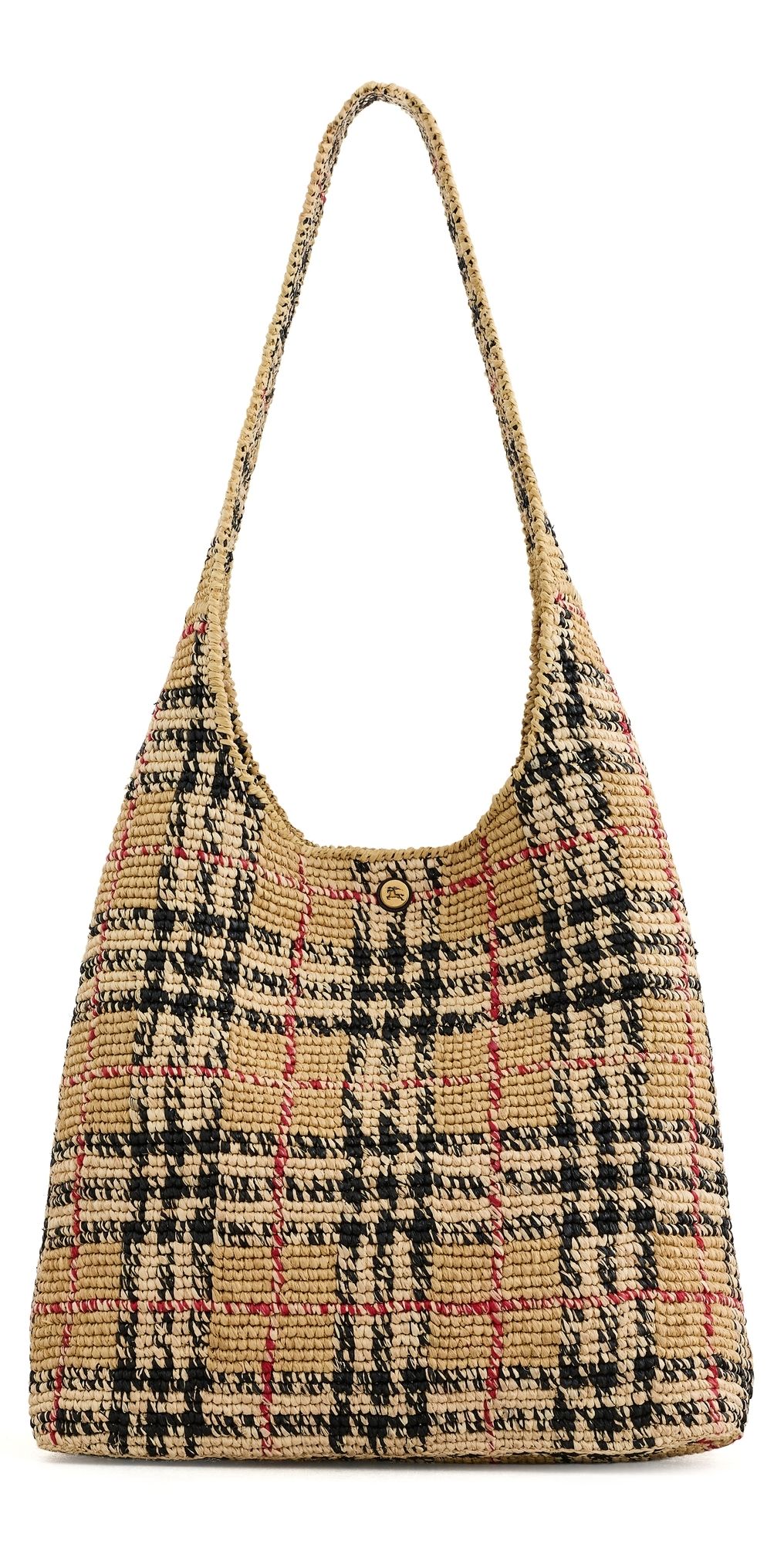 Burberry Margate Large Raffia Hobo Bag Sand One Size