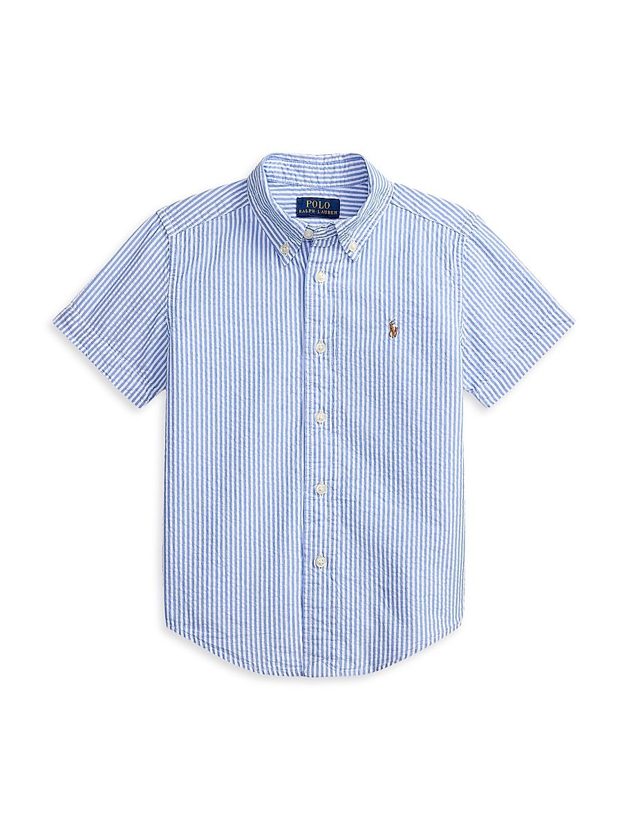 Polo Ralph Lauren Boy's Little Boy's & Boy's Striped Cotton Seersucker Shirt - Blue - Size 5