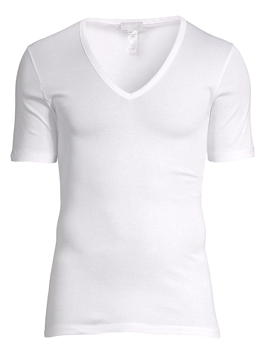 Cotton Pure V-Neck Tee - White - Size XXL