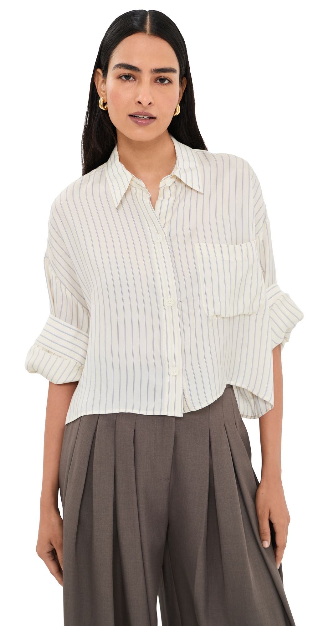 TWP Next Ex Button Down Shirt Ivory / Blue P